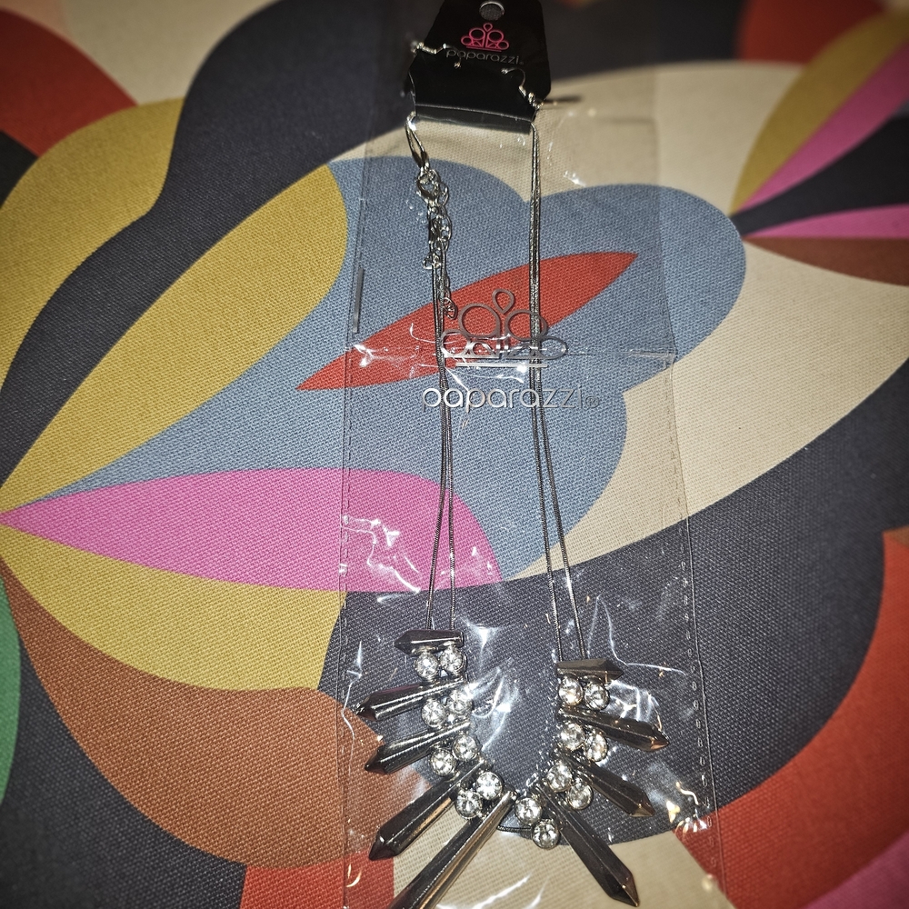 Paparazzi Silver and Crystal Spike Necklace